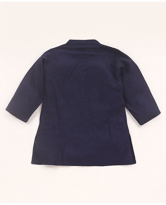 Babyhug  Woven Full Sleeves Kurta Pyjama Set & Nehru Jacket with Sequin Embroidery Detailing - Navy Blue & Red