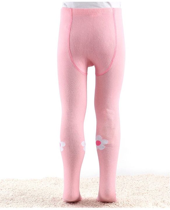 Cute Walk by Babyhug Knitted Antibacterial Footed Tights Floral Design - Pink