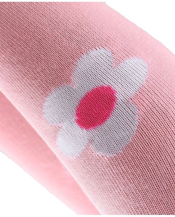 Cute Walk by Babyhug Knitted Antibacterial Footed Tights Floral Design - Pink