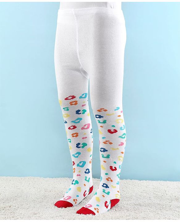 Cutewalk by Babyhug Anti Bacterial Footed Tight Abstract Design - White