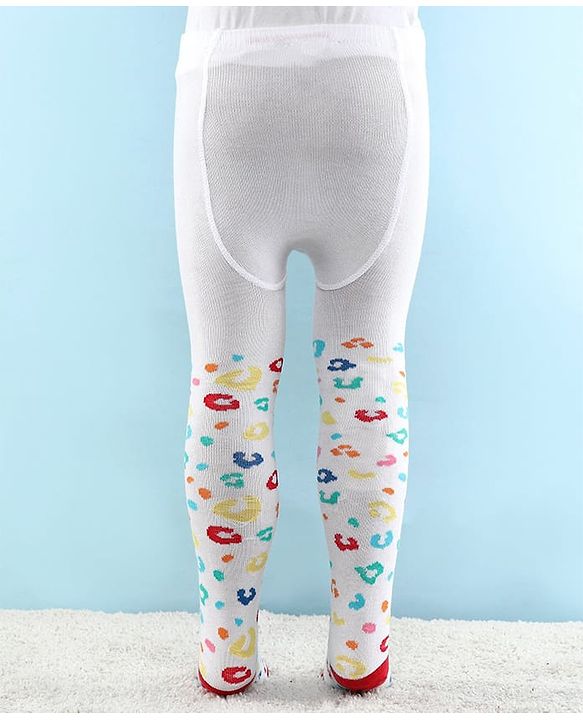 Cutewalk by Babyhug Anti Bacterial Footed Tight Abstract Design - White