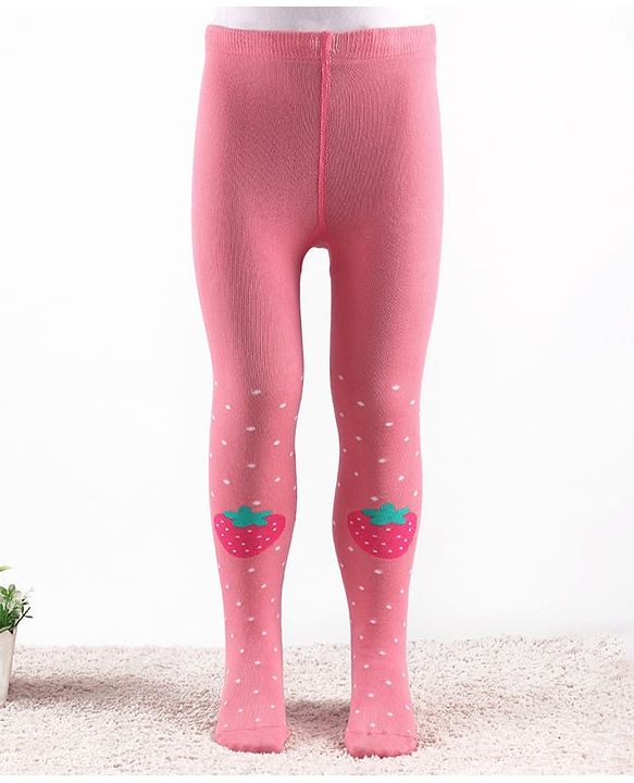 Cute Walk by Babyhug Knitted Antibacterial Footed Tights Strawberry Design -Pink