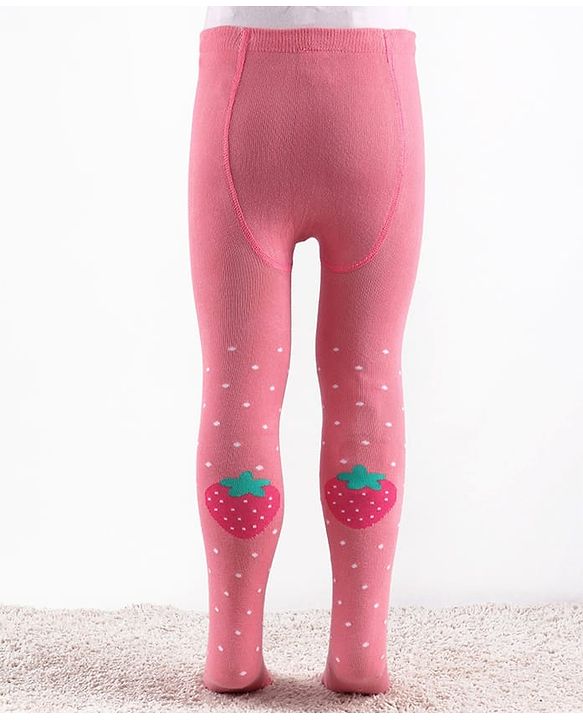 Cute Walk by Babyhug Knitted Antibacterial Footed Tights Strawberry Design -Pink