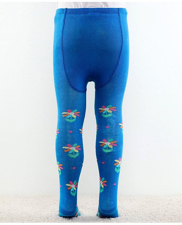 Cutewalk by Babyhug Ani-Bacterial Footed Tights  Floral Design - Blue