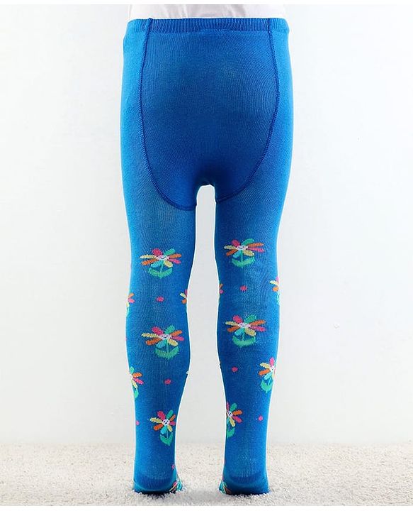 Cutewalk by Babyhug Ani-Bacterial Footed Tights  Floral Design - Blue