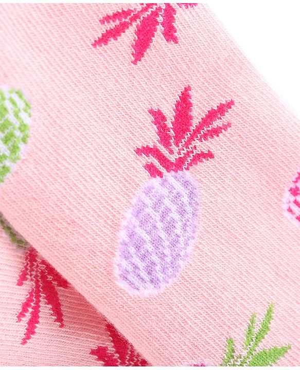 Cute Walk by Babyhug Knitted Antibacterial  Footed Tights with Pineapple Design - Pink