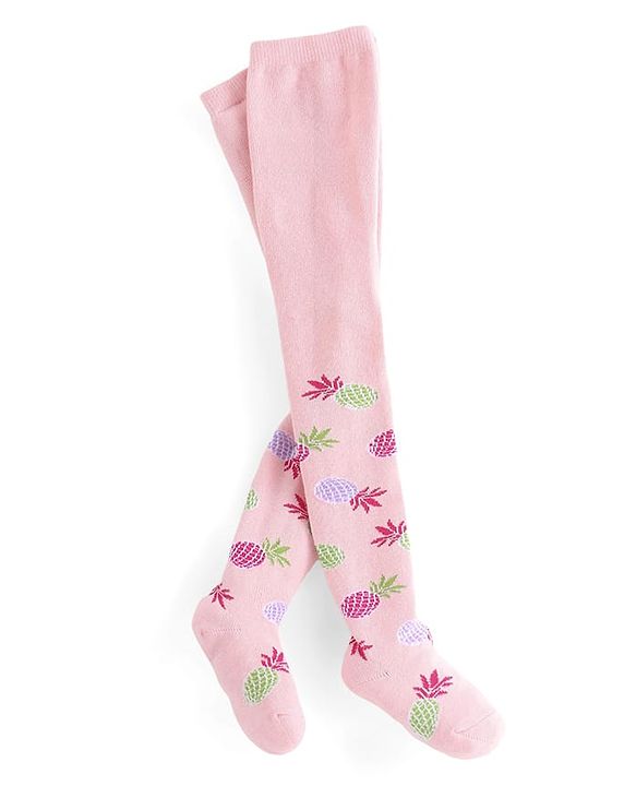 Cute Walk by Babyhug Knitted Antibacterial  Footed Tights with Pineapple Design - Pink