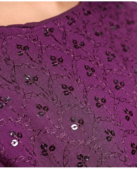 Pine Kids Woven Half Sleeves Sequinned Choli Lehenga Set with Dupatta - Wine