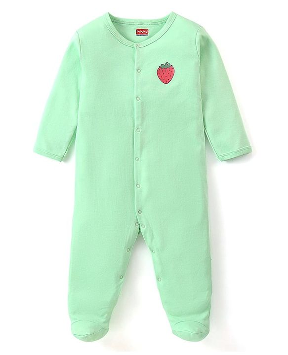 Babyhug Interlock Cotton Knit Full Sleeves Footed Sleep Suit with Fruit & Polka Dots Print Pack of 3 - Multicolour