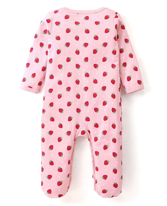 Babyhug Interlock Cotton Knit Full Sleeves Footed Sleep Suit with Fruit & Polka Dots Print Pack of 3 - Multicolour