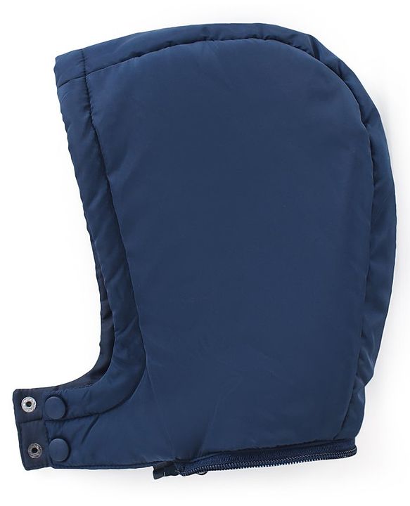 Babyhug Full Sleeves Front Open Padded Hooded Jacket with Detachable Hood & Embroidery Detailing - Navy Blue