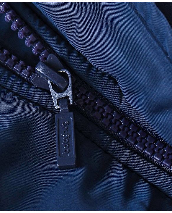 Babyhug Full Sleeves Front Open Padded Hooded Jacket with Detachable Hood & Embroidery Detailing - Navy Blue