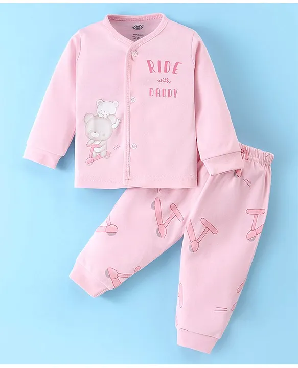 Buy Zero Interlock Knit Full Sleeves Night Suit with Teddy Text