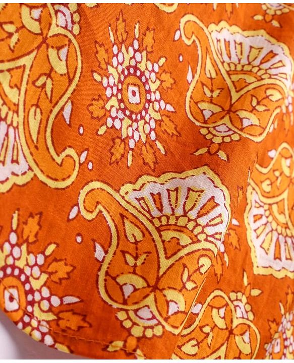 Pine Kids Cotton Woven Full Sleeves Kurta Pyjama Set Paisley Print - Mustard