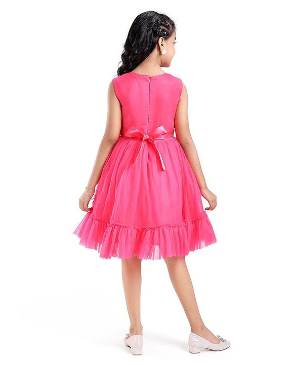 Pine Kids Woven Sleeveless Tiered Party Dress With Bow -Multicolor