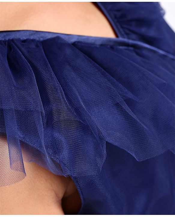Pine Kids Sleeveless Tiered Party Frock with Frill Detailing  - Navy Blue