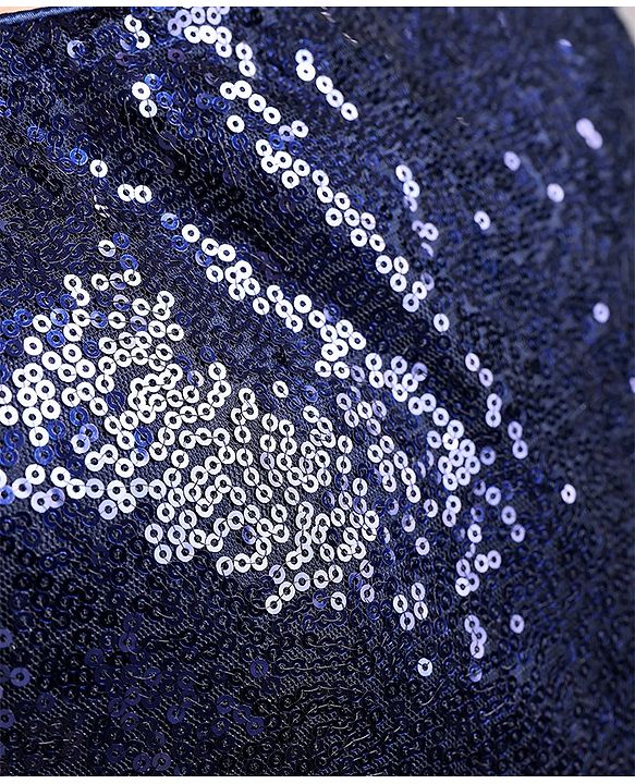 Pine Kids Sleeveless Party Layered  Sequined Frock - Navy Blue