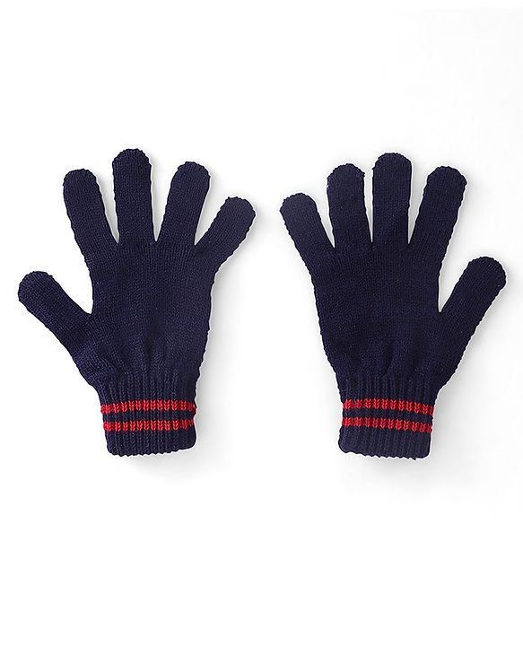 Pine Kids Solid Color Gloves Set Pack of 2 - Red & Navy Blue
