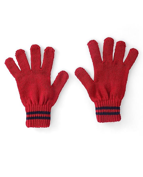 Pine Kids Solid Color Gloves Set Pack of 2 - Red & Navy Blue
