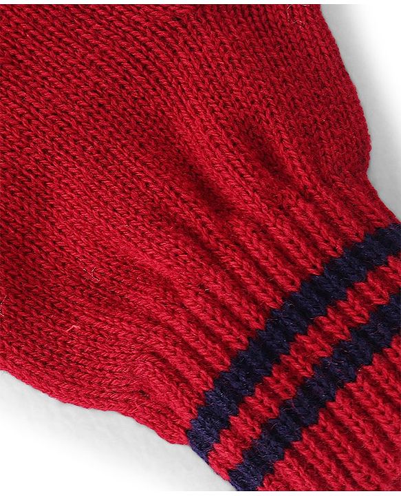 Pine Kids Solid Color Gloves Set Pack of 2 - Red & Navy Blue