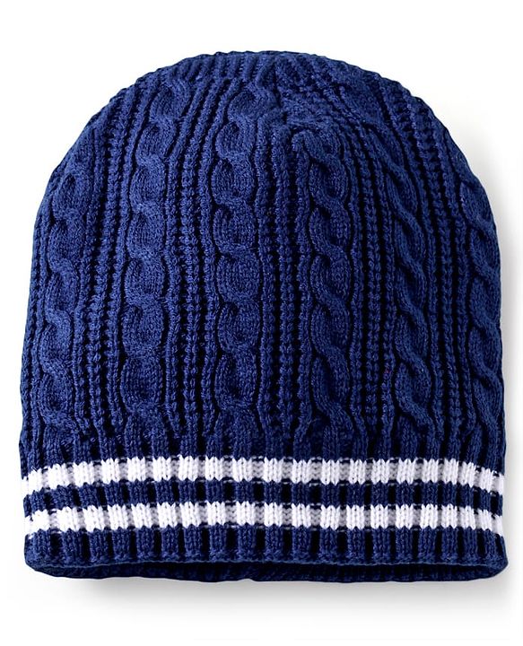 Pine Kids Winter Cap with Cable Knit Design - Navy Blue