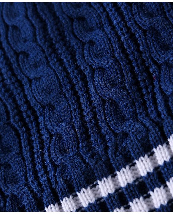 Pine Kids Winter Cap with Cable Knit Design - Navy Blue