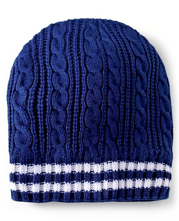 Pine Kids Winter Cap with Cable Knit Design - Navy Blue