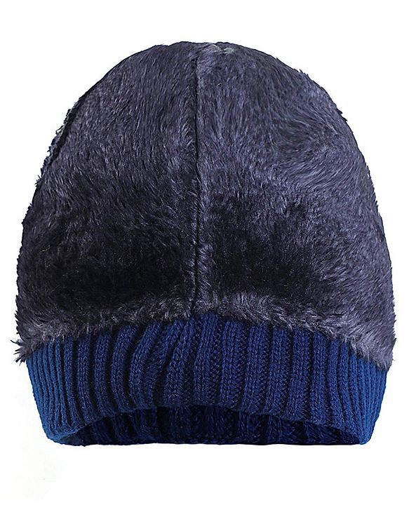 Pine Kids Winter Cap with Cable Knit Design - Navy Blue