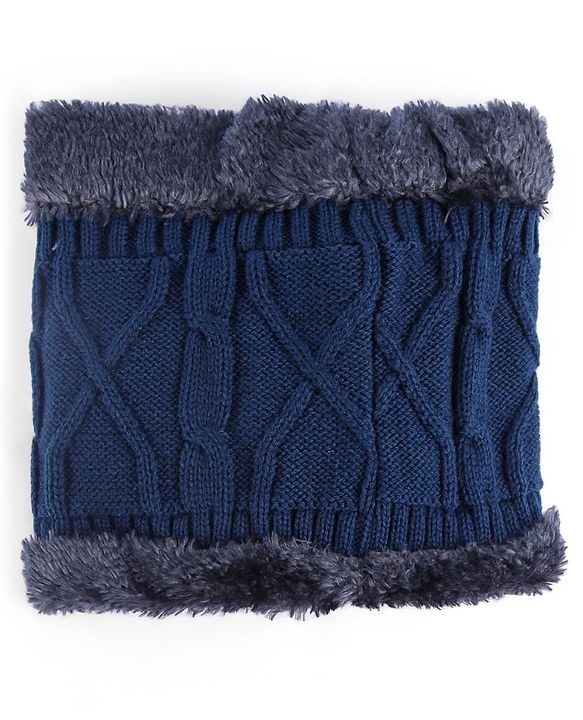 Pine Kids Woollen Cap & Muffler Set with Cable Knit Design - Navy