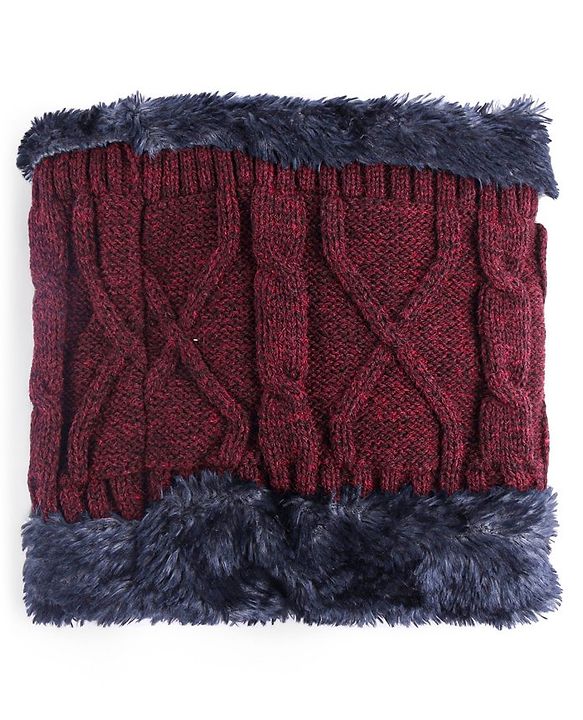 Pine Kids Woollen Cap & Muffler Set with Cable Knit Design - Maroon