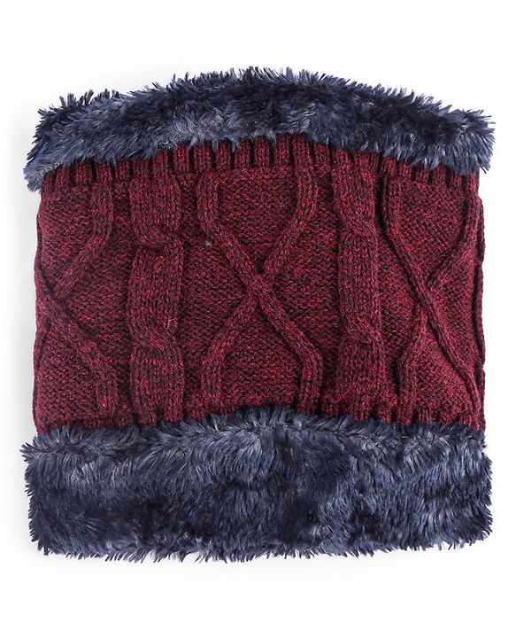 Pine Kids Woollen Cap & Muffler Set with Cable Knit Design - Maroon
