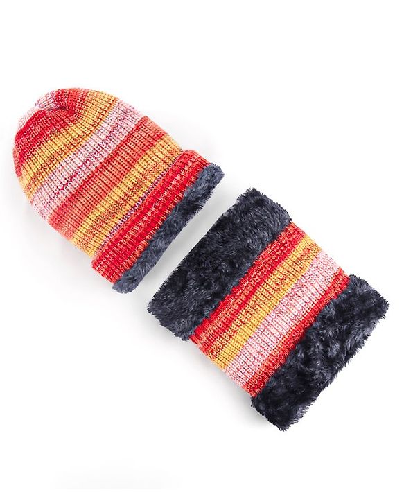 Pine Kids Woollen Cap & Muffler Set - Multicolor