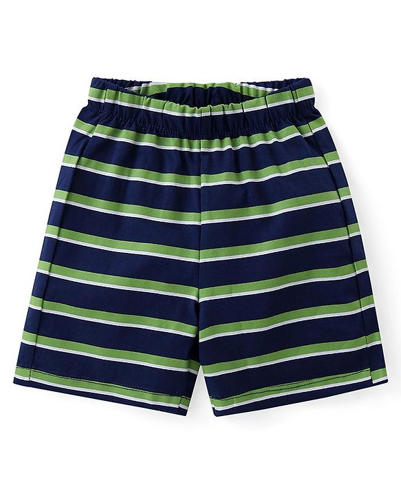 Babyhug Cotton Knit Half Sleeves Night Suit With Monster Print - Navy