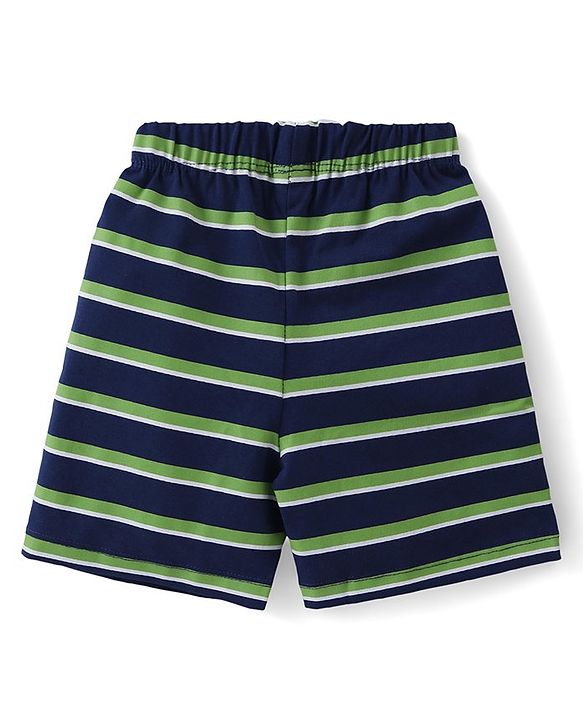 Babyhug Cotton Knit Half Sleeves Night Suit With Monster Print - Navy