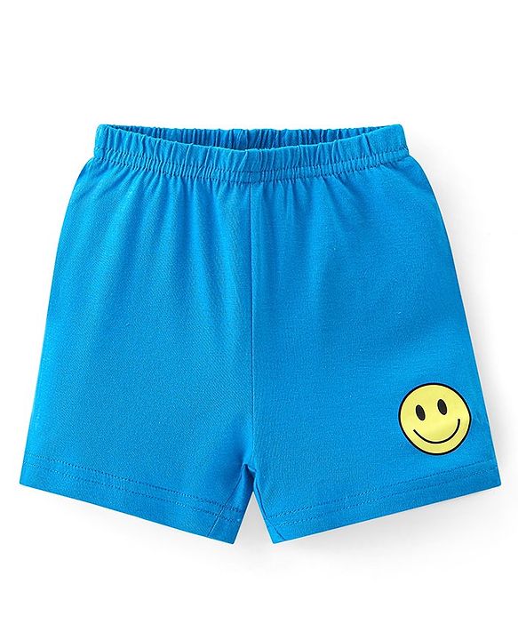 Babyhug 100% Cotton Single Jersey Sleeveless Sando Shorts Set Smiley Print - Multicolor