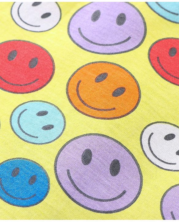 Babyhug 100% Cotton Single Jersey Sleeveless Sando Shorts Set Smiley Print - Multicolor