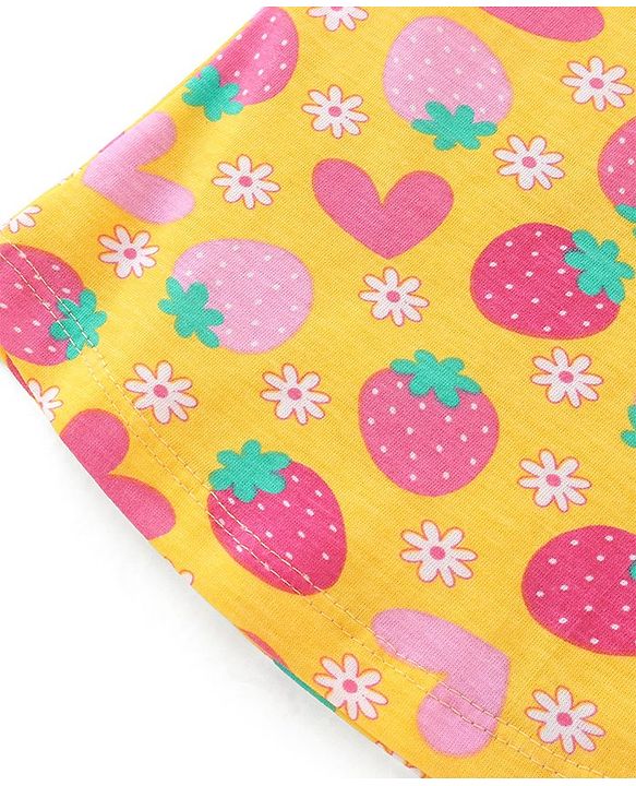 Babyhug 100% Cotton Knit Sleeveless Inner wear Set with Strawberry Print - Multicolour