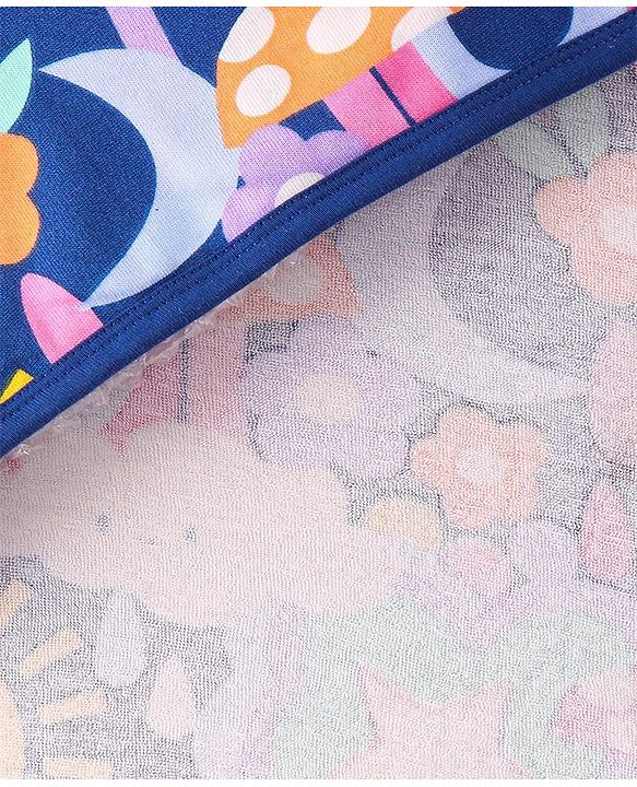 Babyhug  Terry Hooded Towel with Sun & Rainbow Print L 76.2 x B 76.2 cm - Navy Blue