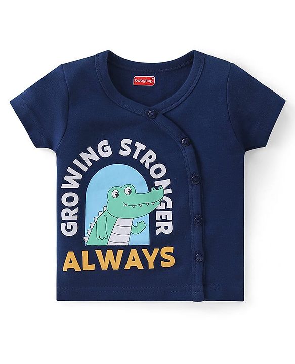 Babyhug 100% Cotton Knit Half Sleeves Striped & Printed Set Of Vests Pack Of 3 - Multicolor