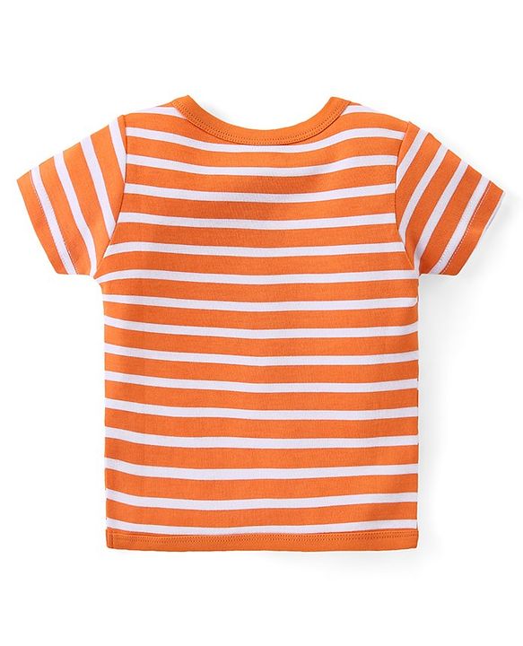 Babyhug 100% Cotton Knit Half Sleeves Striped & Printed Set Of Vests Pack Of 3 - Multicolor