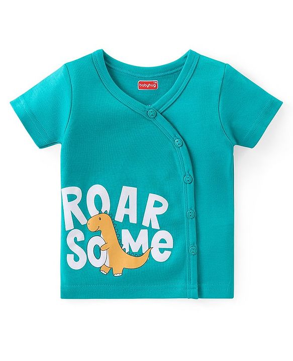 Babyhug 100% Cotton Knit Half Sleeves Striped & Printed Set Of Vests Pack Of 3 - Multicolor