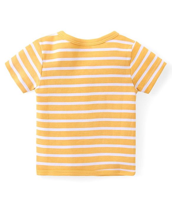 Babyhug 100% Cotton Knit Half Sleeves Striped & Printed Set Of Vests Pack Of 3 - Multicolor