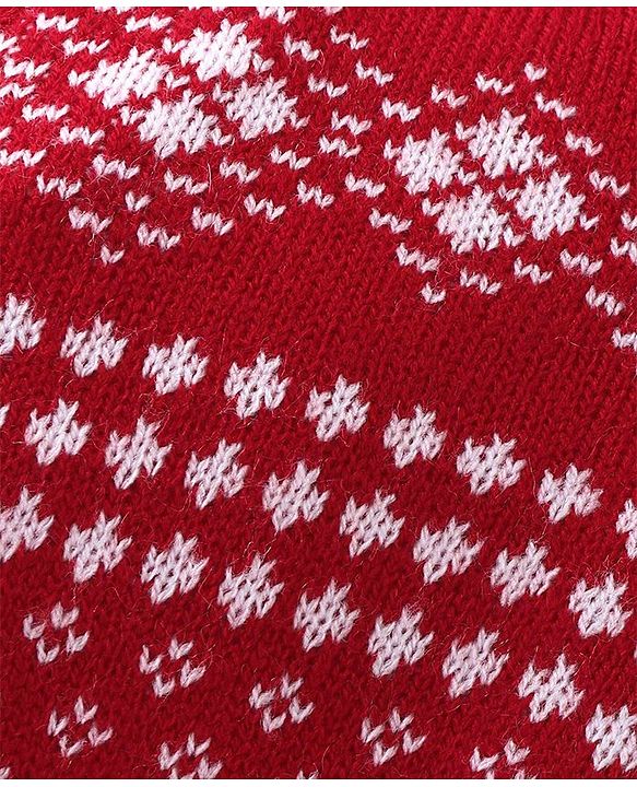 Babyhug Knit Full Sleeves Hooded Sweater Aztec Design - Red