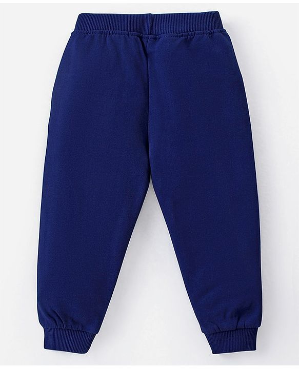 Babyhug Cotton Knit Raglan Sleeves T-Shirt & Lounge Pants Set With Text Embroidery - Yellow & Blue