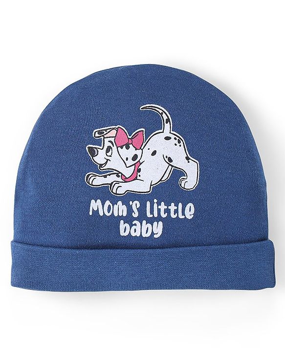 Babyhug Disney Cotton Knit Cap Mittens & Booties Set with 101 Dalmatians Graphics - Blue