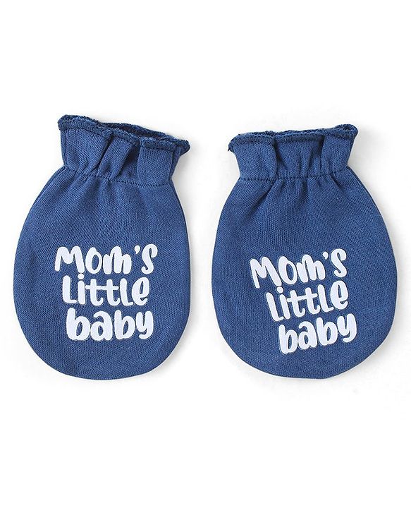 Babyhug Disney Cotton Knit Cap Mittens & Booties Set with 101 Dalmatians Graphics - Blue