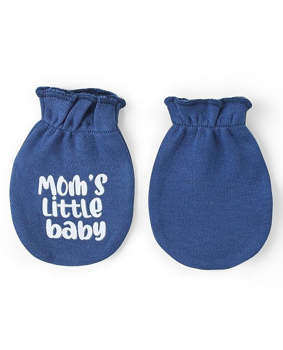 Babyhug Disney Cotton Knit Cap Mittens & Booties Set with 101 Dalmatians Graphics - Blue