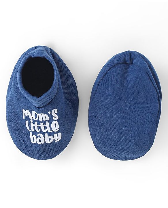 Babyhug Disney Cotton Knit Cap Mittens & Booties Set with 101 Dalmatians Graphics - Blue