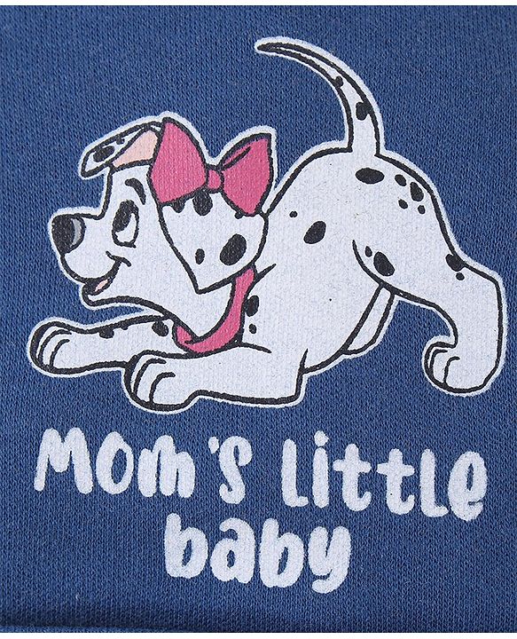 Babyhug Disney Cotton Knit Cap Mittens & Booties Set with 101 Dalmatians Graphics - Blue