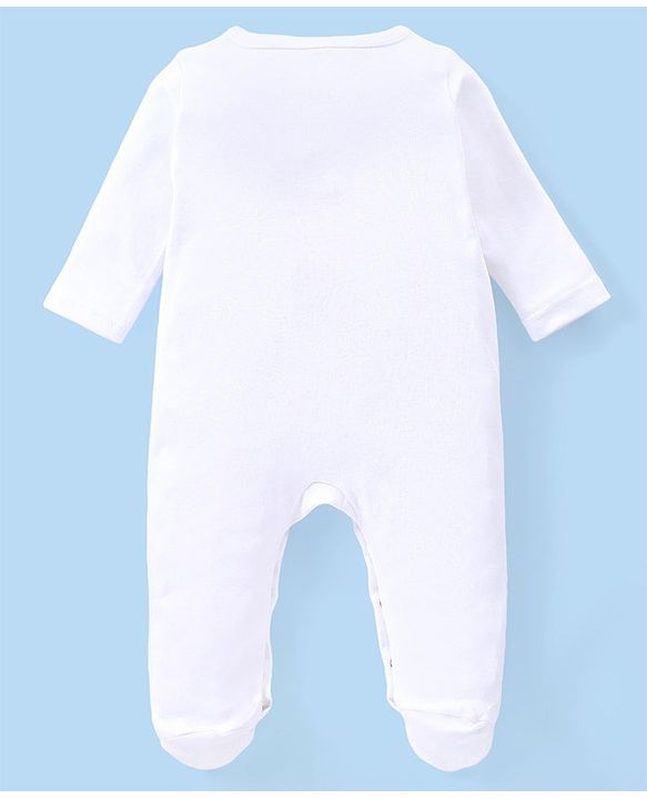 Babyhug Disney Interlock Knit Full Sleeves Solid Sleep Suits With Mickey & Friends Print  Pack Of 3 - White